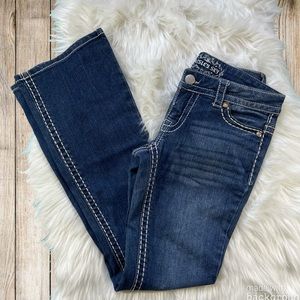 Paisley sky mid-rise bootcut dark denim jeans